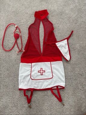 Red & White Nurse Costume Set - Play Accessory